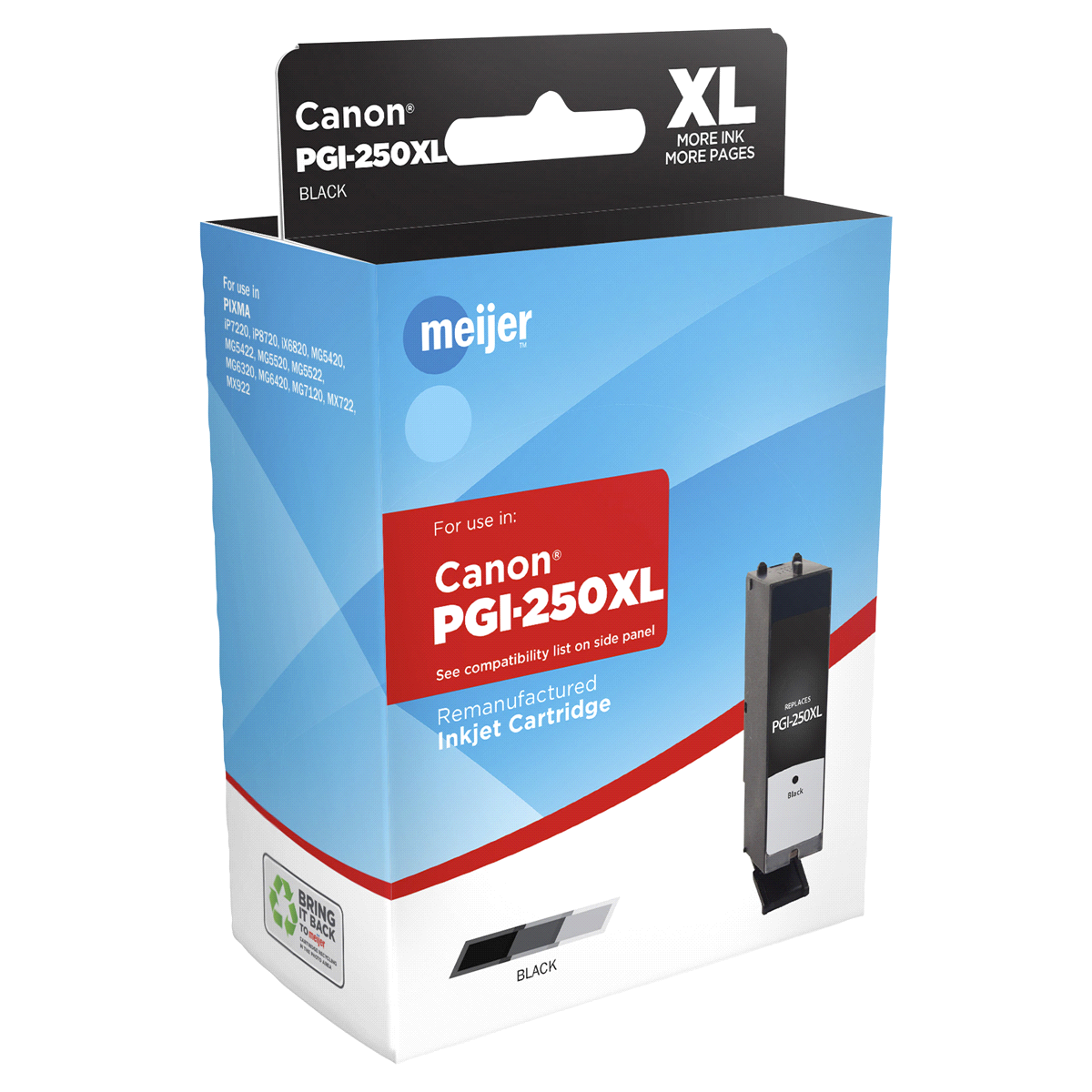 slide 1 of 1, Meijer Brand Remanufacture Ink Cartridge, replacement for Canon PGI, 1 ct