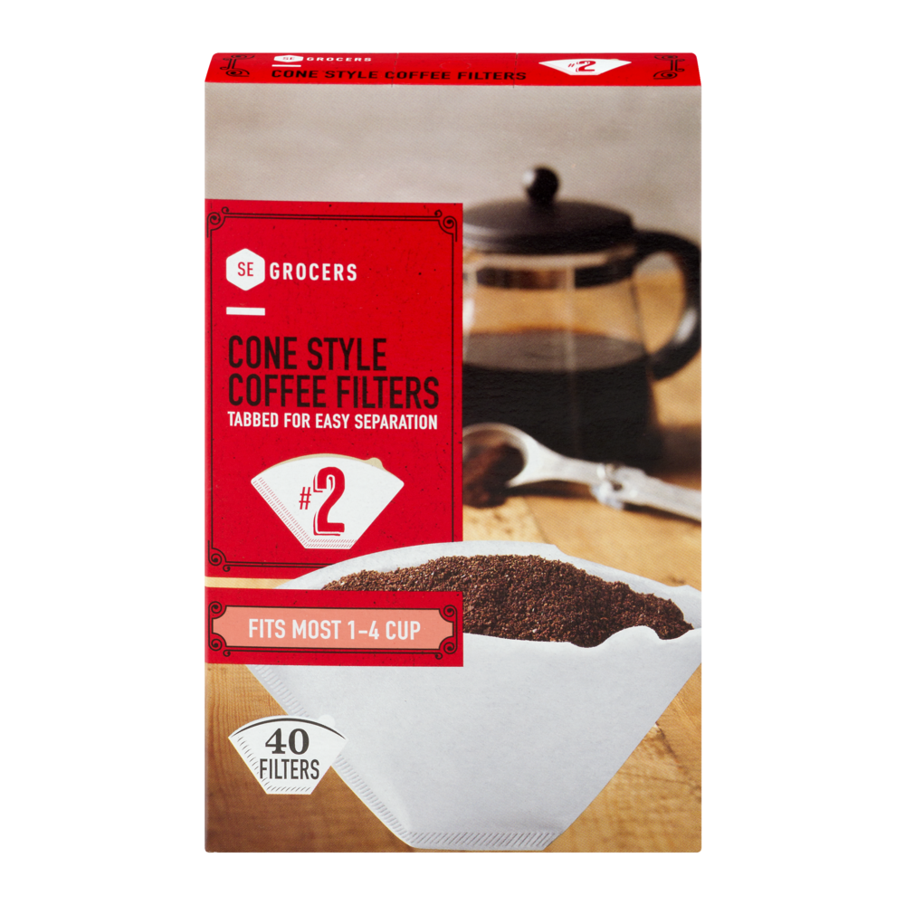 slide 1 of 1, SE Grocers Cone Style Coffee Filters #2, 40 ct