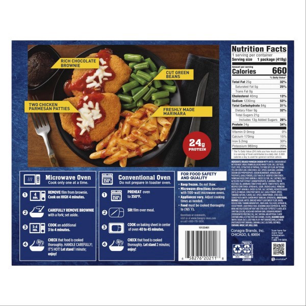 slide 12 of 13, Hungry Man Hungry-Man Chicken Parmesan, Frozen Meal, 14.75 oz