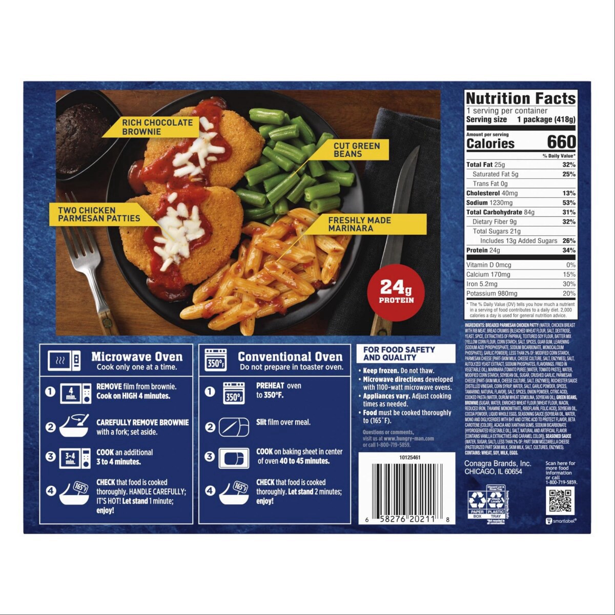 slide 11 of 13, Hungry Man Hungry-Man Chicken Parmesan, Frozen Meal, 14.75 oz