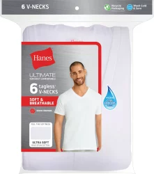 Hanes Ultimate Tagless V-Neck Undershirt (6 Pack)