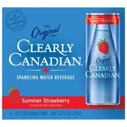 Clearly Canadian Summer Strawberry Sparkling Water 355mL 6 Pack Cans