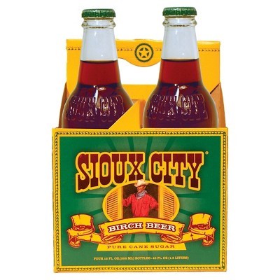 slide 1 of 1, Sioux City Birch Beer Glass Bottles - 4 ct; 12 fl oz, 4 ct; 12 fl oz