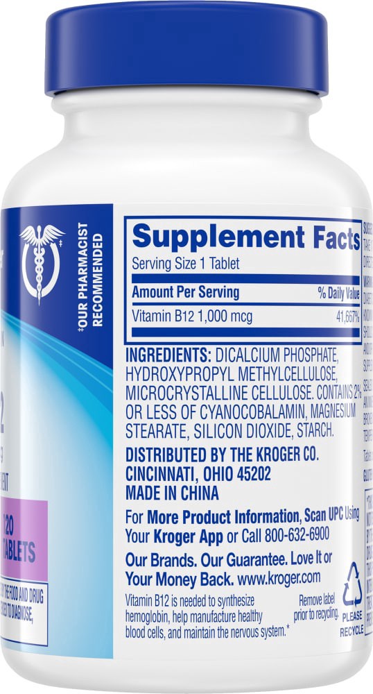 slide 2 of 4, Kroger Vitamin B12 Tablets, 120 ct