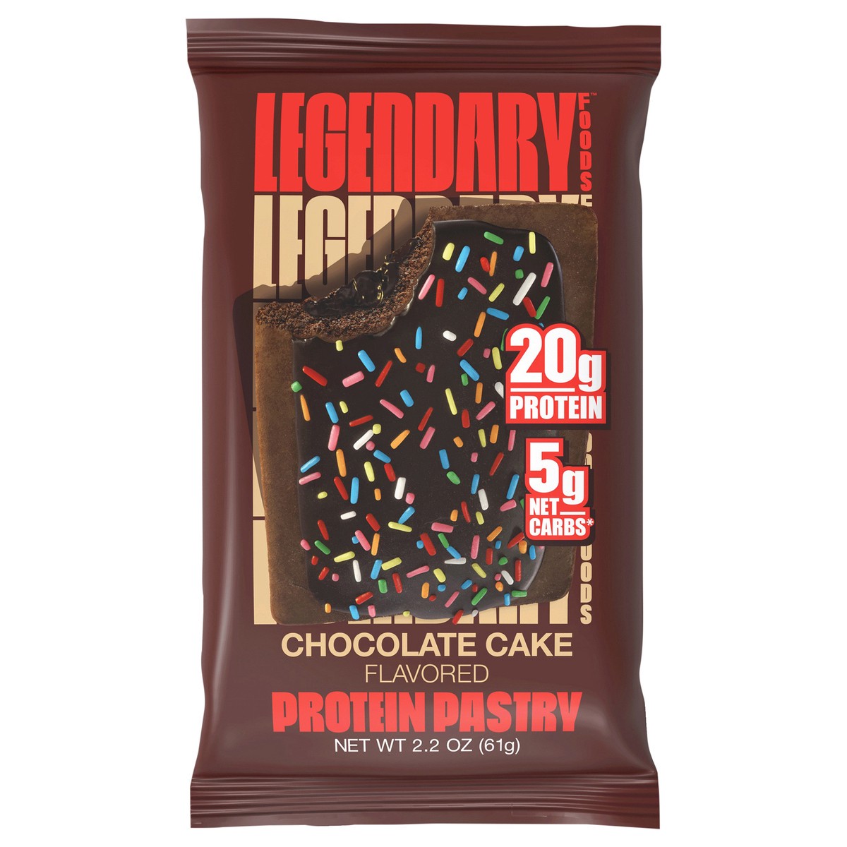 slide 1 of 2, Legendary Foods Protein Pastry - Chocolate Cake, 2.2 oz Pastry, 2.20 oz