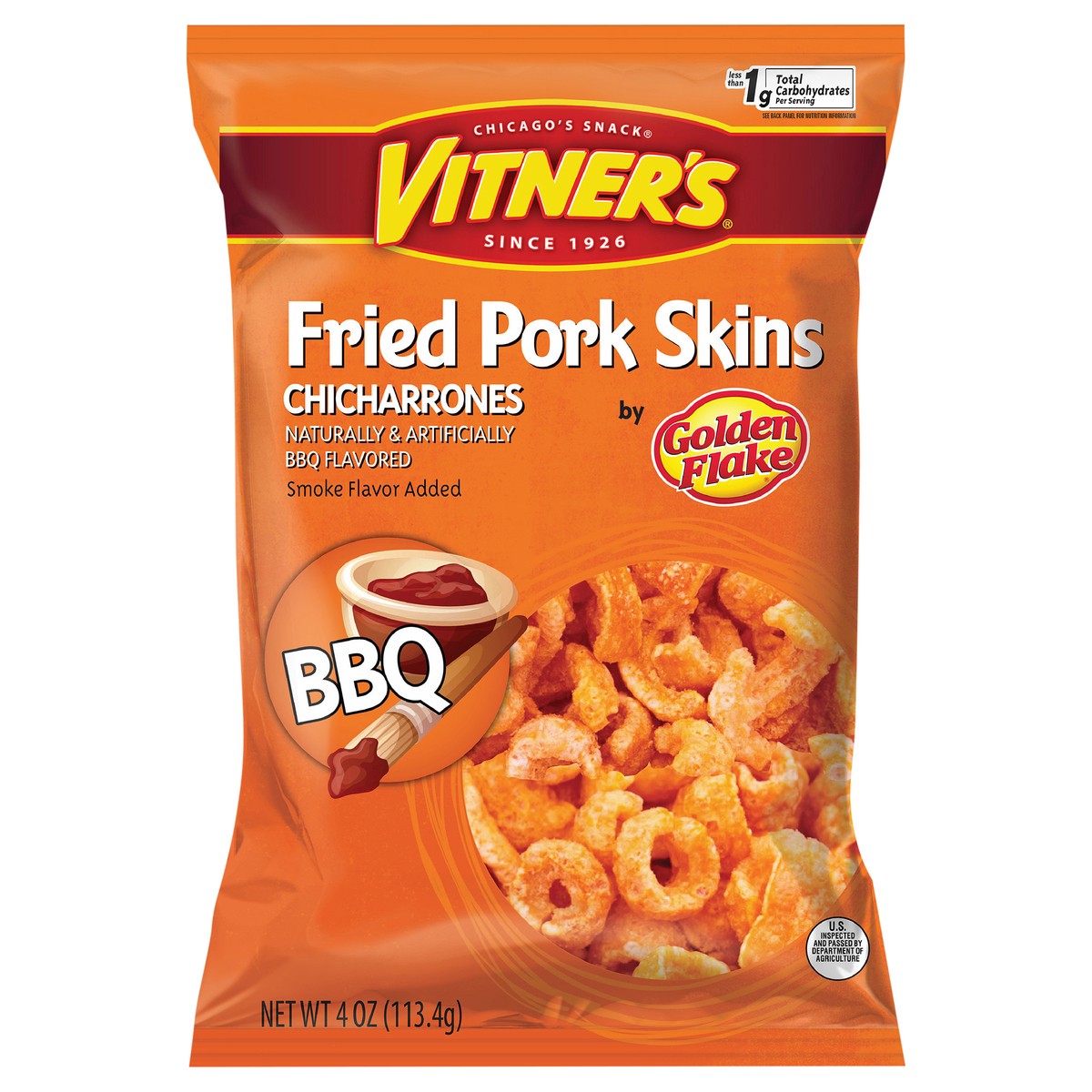 slide 8 of 11, Vitner's 4 oz Vitner's BBQ Pork Rinds, 4 oz