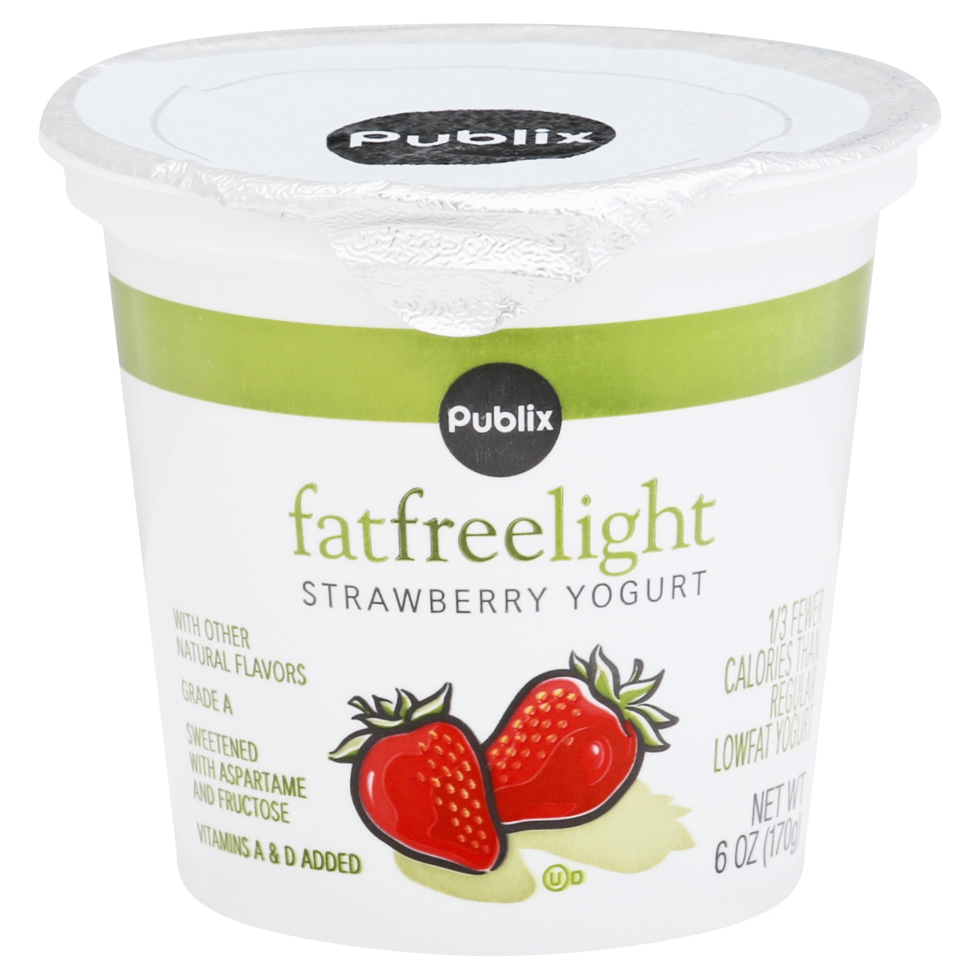 slide 1 of 1, Publix Fat Free Light Strawberry Yogurt, 6 oz