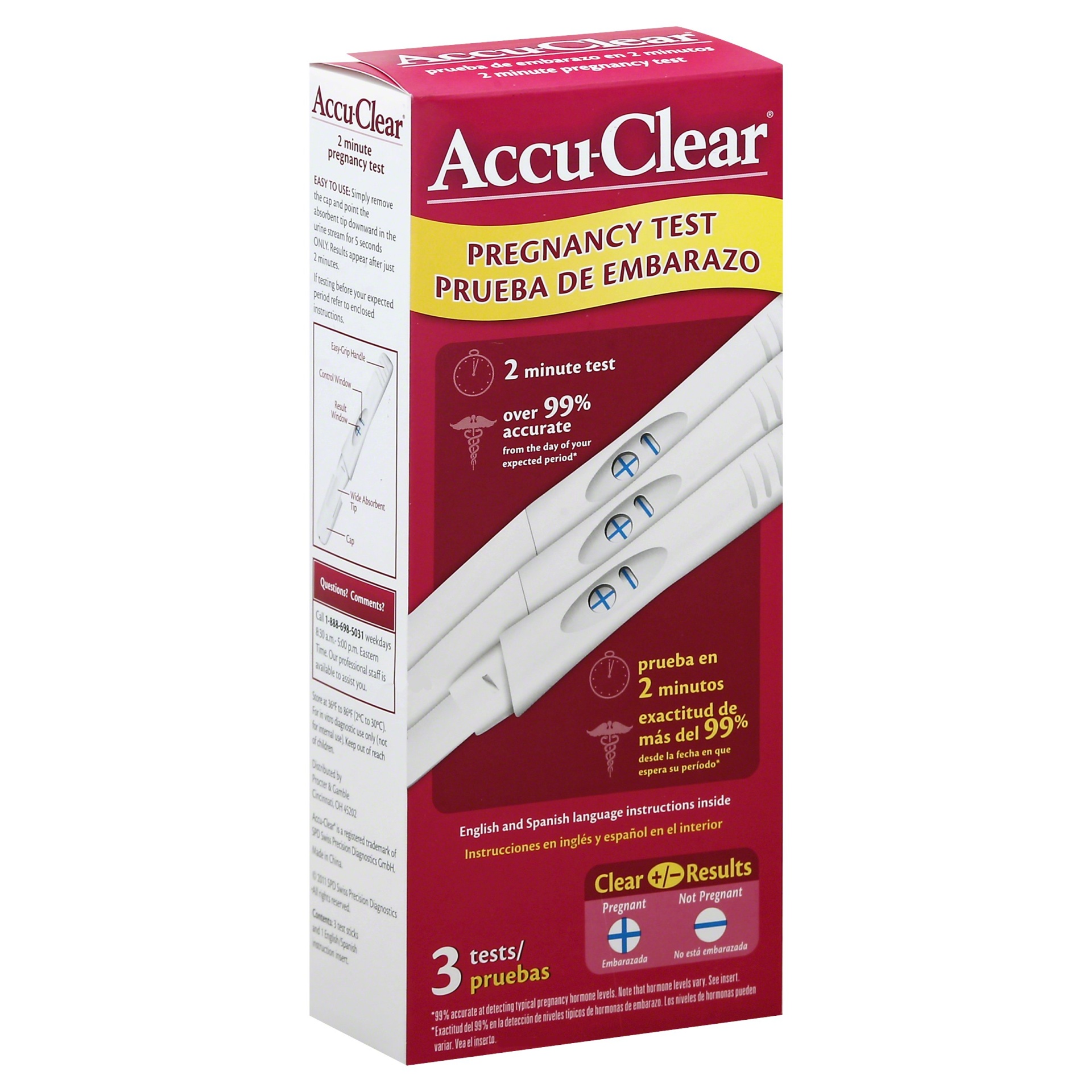 slide 1 of 1, Accu-Clear Pregnancy Test, 2 ct