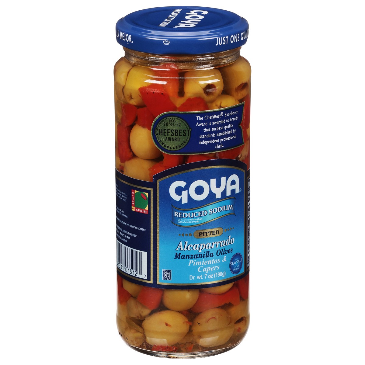 slide 8 of 9, Goya Reduced Sodium Manzanilla Olives Pimientos & Capers Pitted Alcaparrado 7 oz, 7 oz