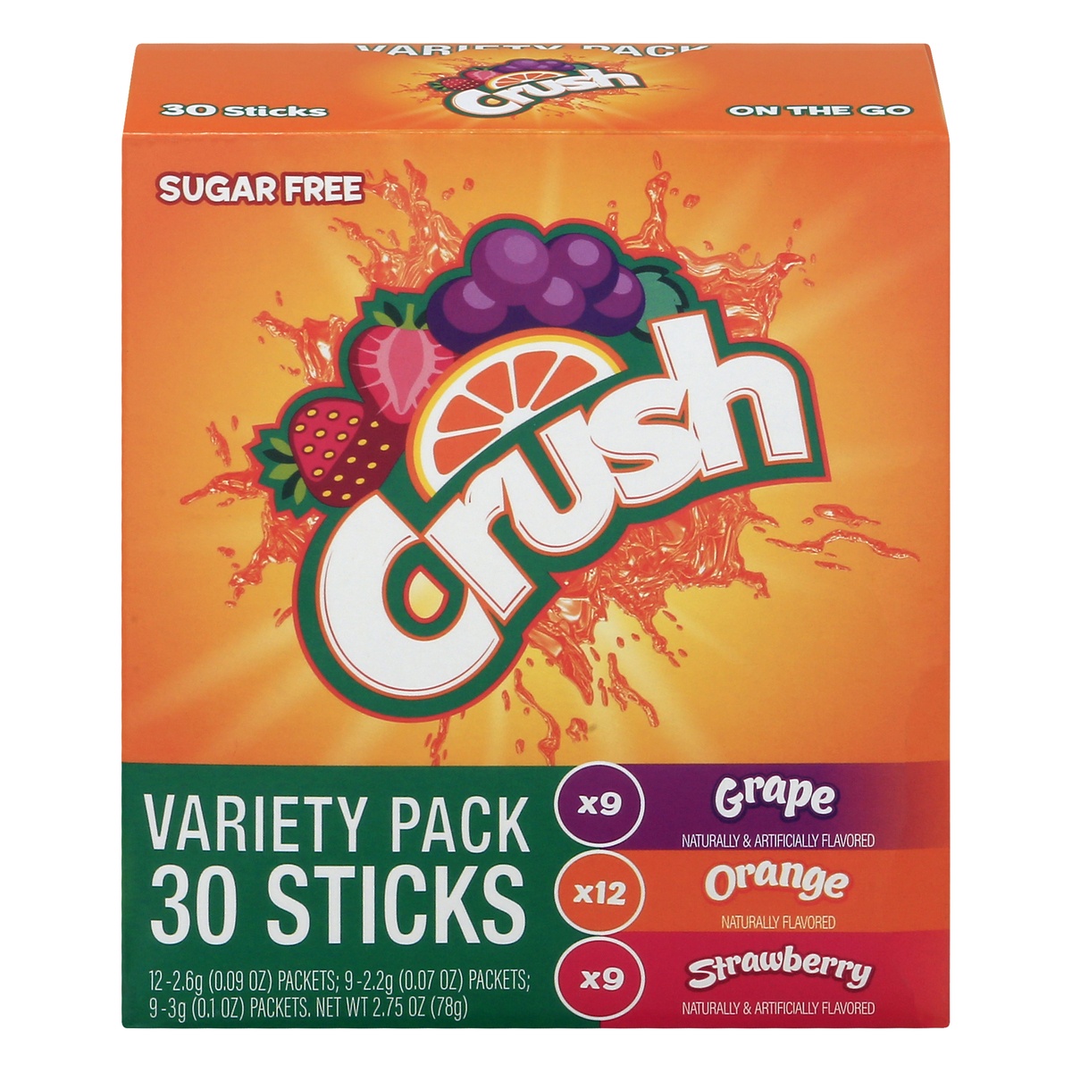slide 1 of 9, Crush Sugar Free Drink Mix Sticks Variety Pack, 30 ct