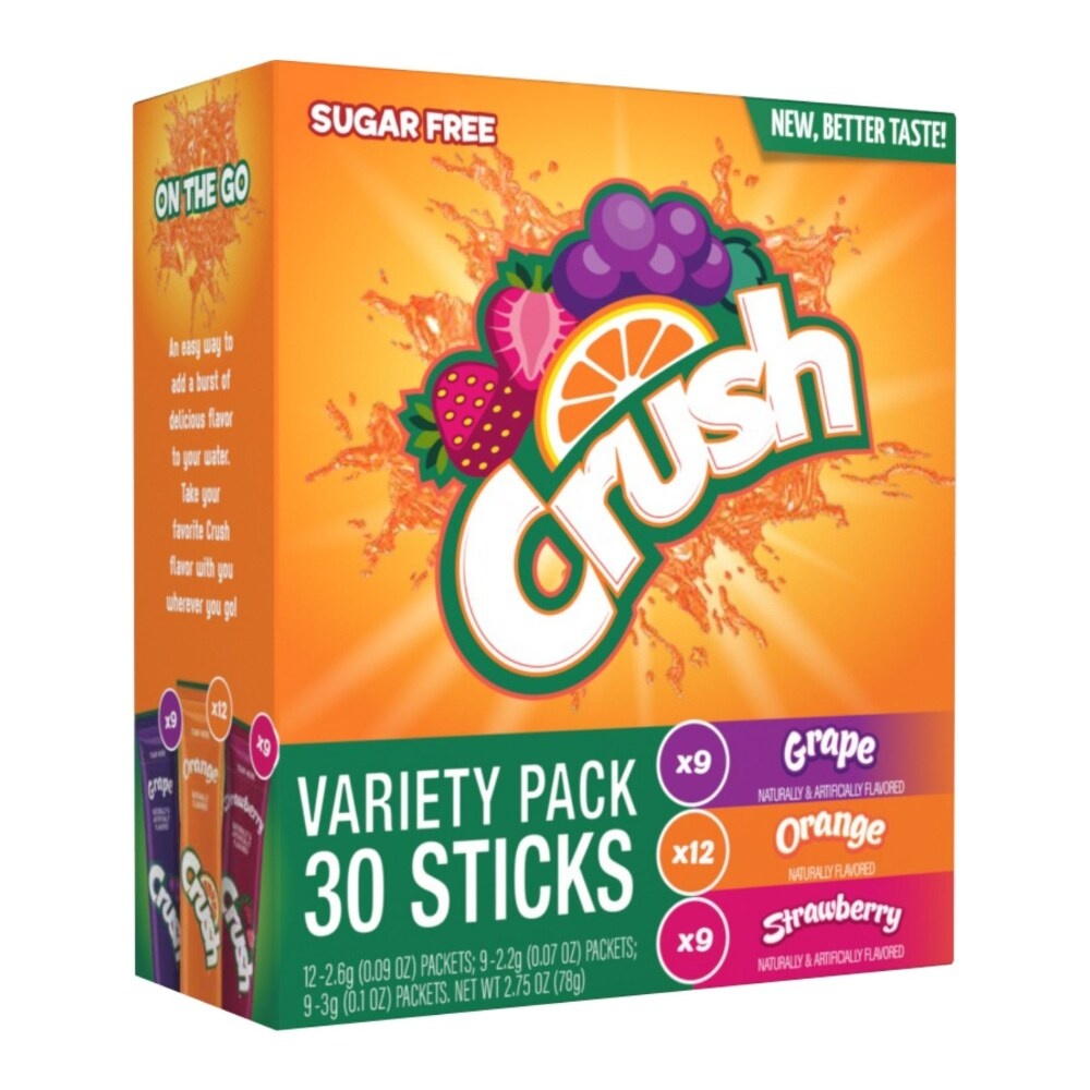 slide 1 of 1, Crush Sugar Free Drink Mix Sticks Variety Pack, 30 ct