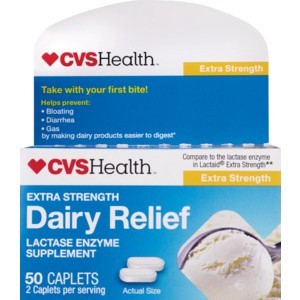 slide 1 of 1, CVS Health Dairy Relief Caplets Extra Strength, 50 ct