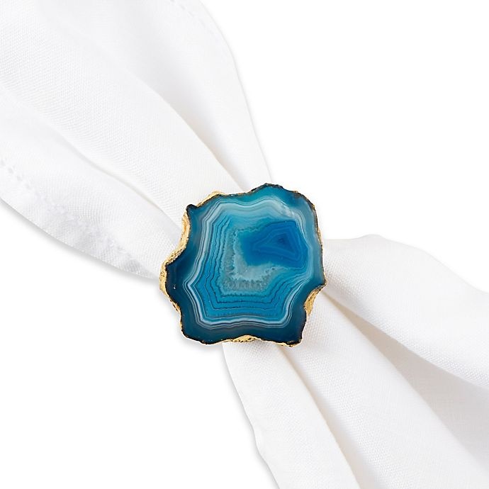 slide 1 of 2, Kassatex Blue Agate Napkin Rings, 4 ct