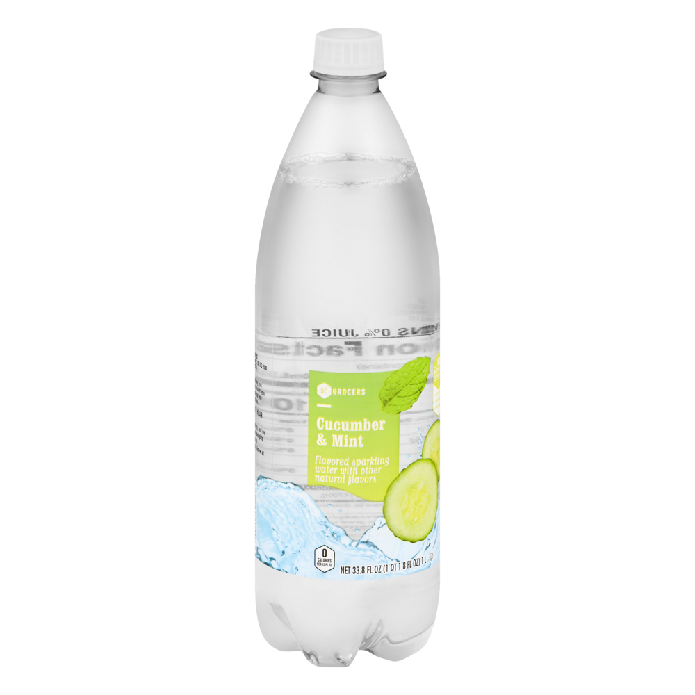 slide 1 of 1, SE Grocers Flavored Sparkling Water Cucumber & Mint - 1 liter, 1 liter