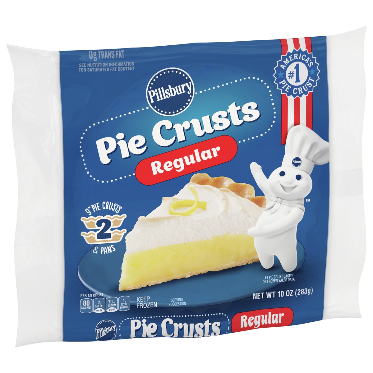 slide 13 of 13, Pillsbury Frozen Pie Crust, Regular, Two 9-Inch Pie Crusts & Pans, 2 ct, 10 oz, 2 ct