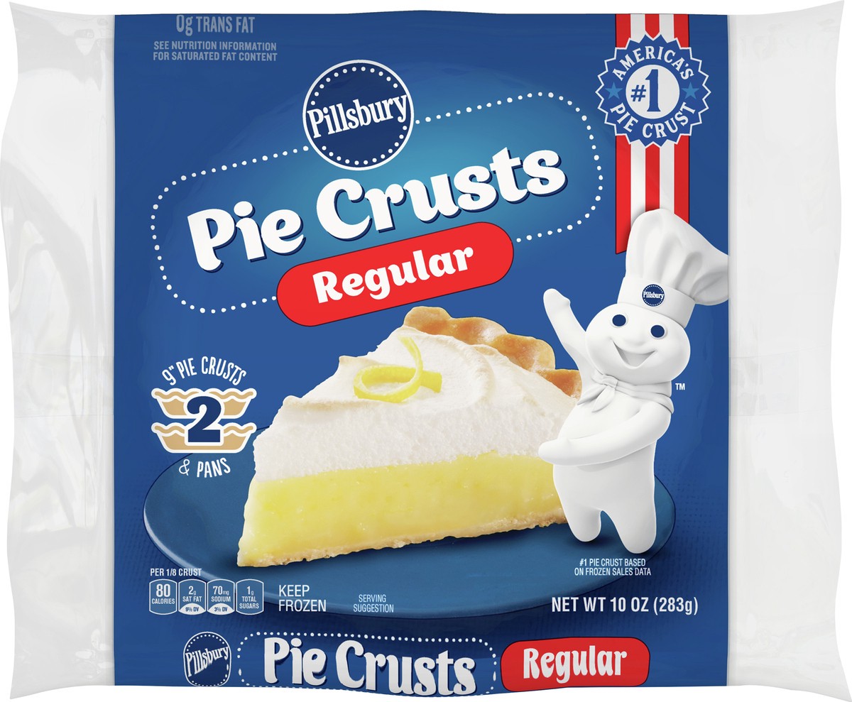 slide 2 of 13, Pillsbury Frozen Pie Crust, Regular, Two 9-Inch Pie Crusts & Pans, 2 ct, 10 oz, 2 ct