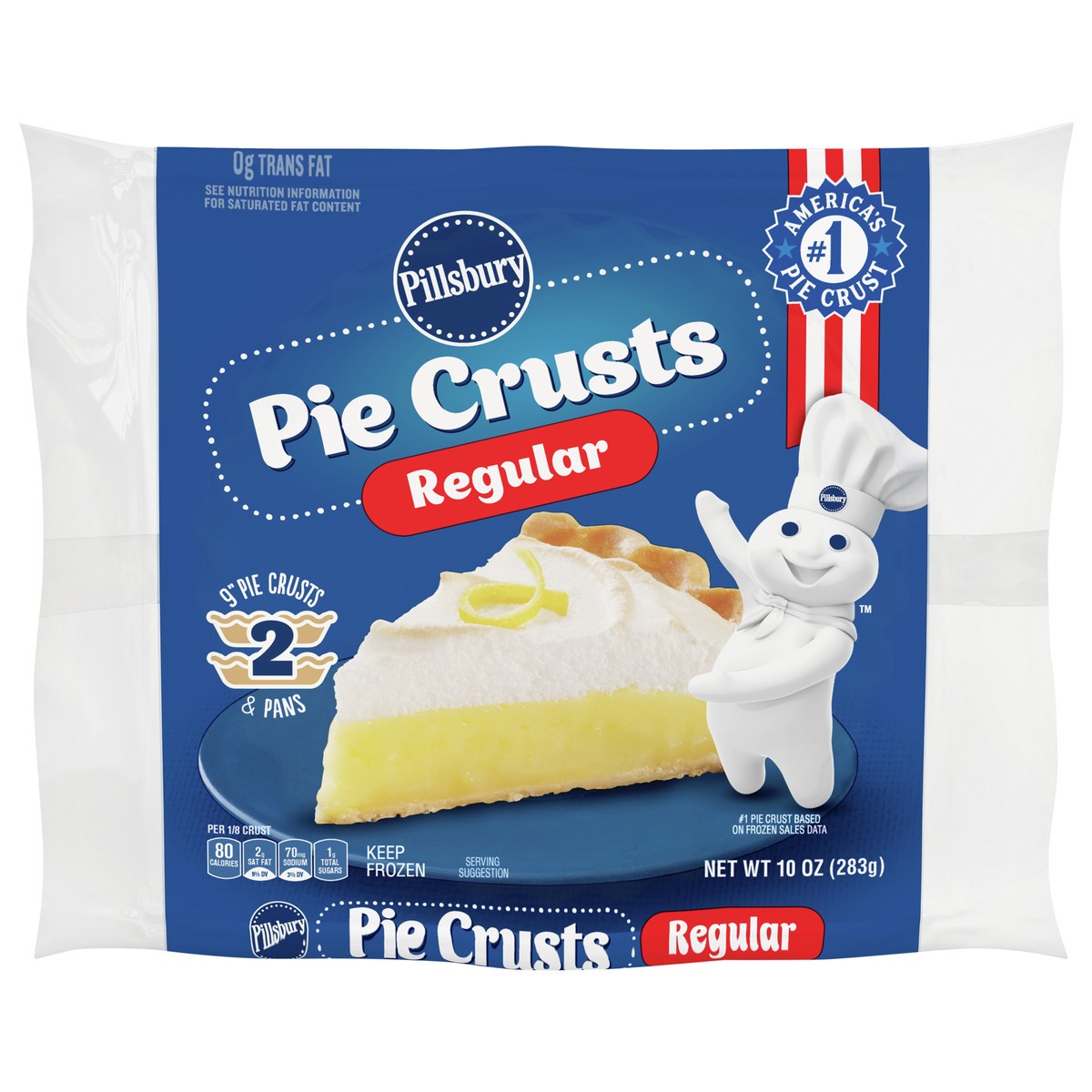 slide 1 of 13, Pillsbury Frozen Pie Crust, Regular, Two 9-Inch Pie Crusts And Pans, 2 Ct, 10 oz, 2 ct