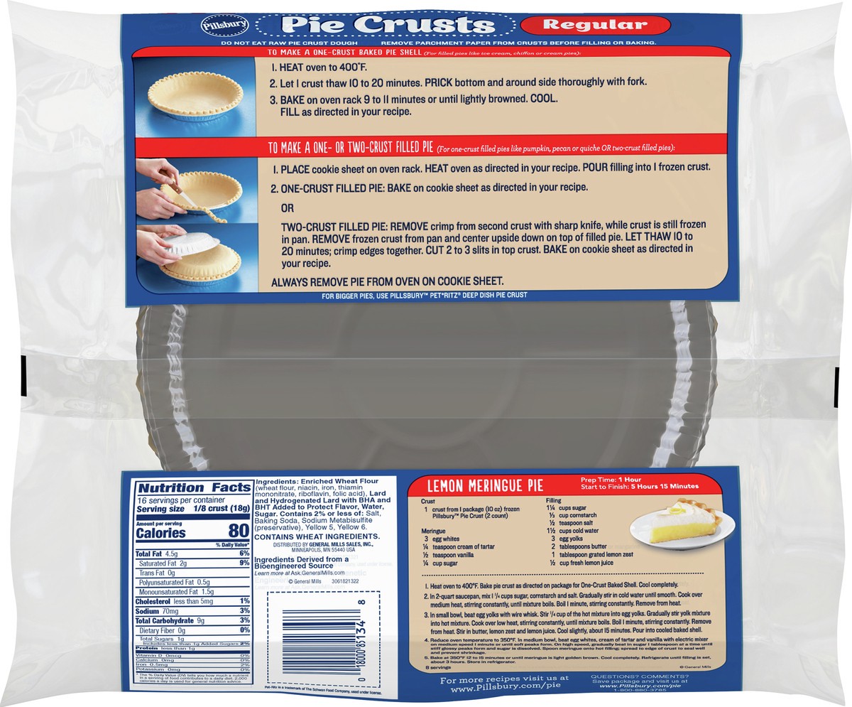 slide 11 of 13, Pillsbury Frozen Pie Crust, Regular, Two 9-Inch Pie Crusts & Pans, 2 ct, 10 oz, 2 ct