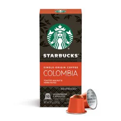 Starbucks By Nespresso Single-Origin Colombia Roast Single Serve Coffee Capsules 10 Count