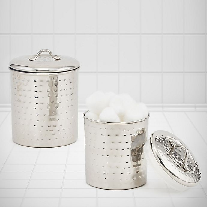 slide 2 of 3, Old Dutch International Hammered Stainless Steel Storage Canisters, 2 ct