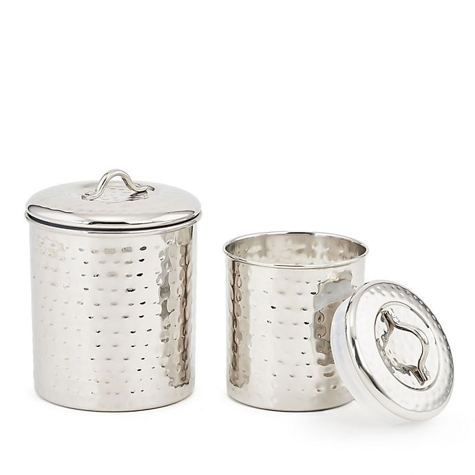 slide 1 of 3, Old Dutch International Hammered Stainless Steel Storage Canisters, 2 ct