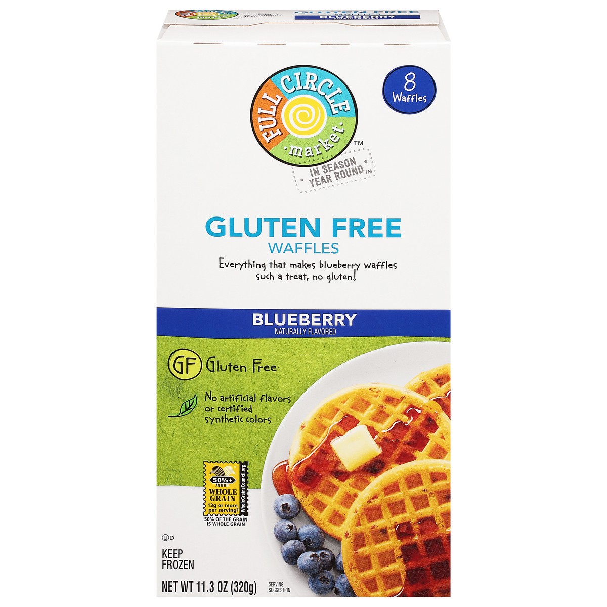 slide 3 of 4, Full Circle Gluten Free Blueberry Waffles 8Ct, 8 ct