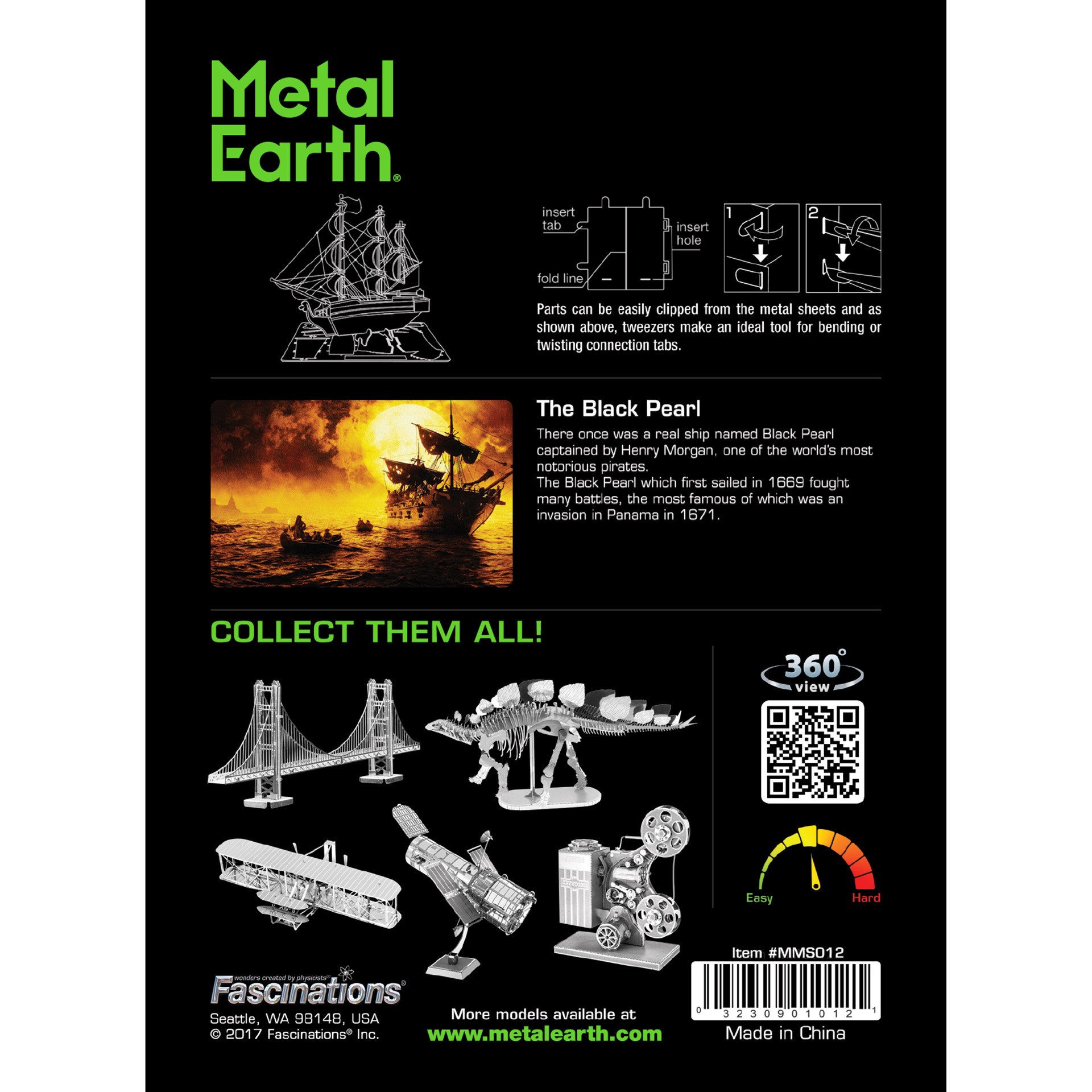slide 3 of 8, Fascinations Metal Earth The Black Pearl Steel Model Kit, 3.94 in x 0.71 in x 3.15 in