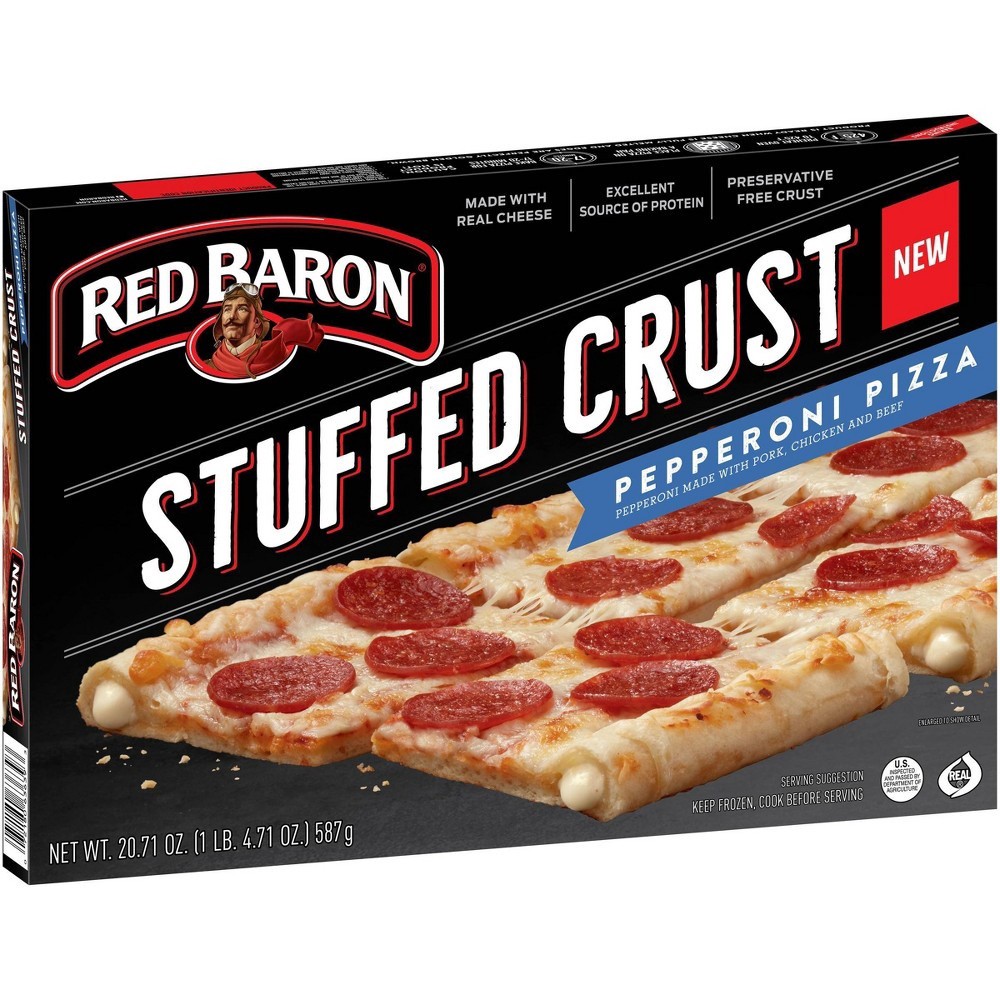 slide 3 of 5, Red Baron Stuffed Crust Pepperoni Frozen Pizza, 20.71 oz