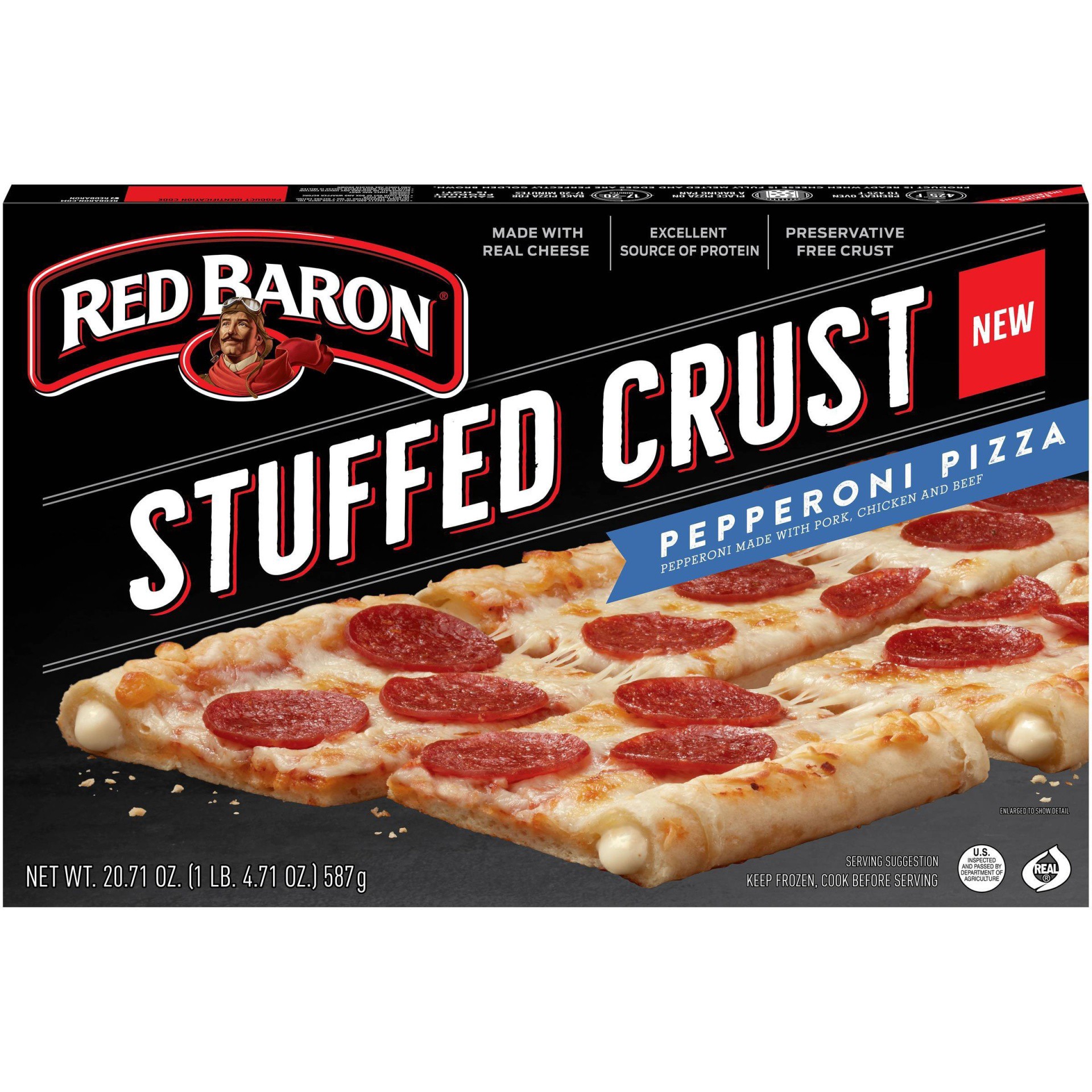 slide 1 of 5, Red Baron Stuffed Crust Pepperoni Frozen Pizza, 20.71 oz