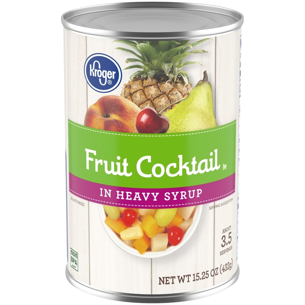 slide 1 of 1, Kroger Fruit Cocktail In Heavy Syrup, 15.25 oz