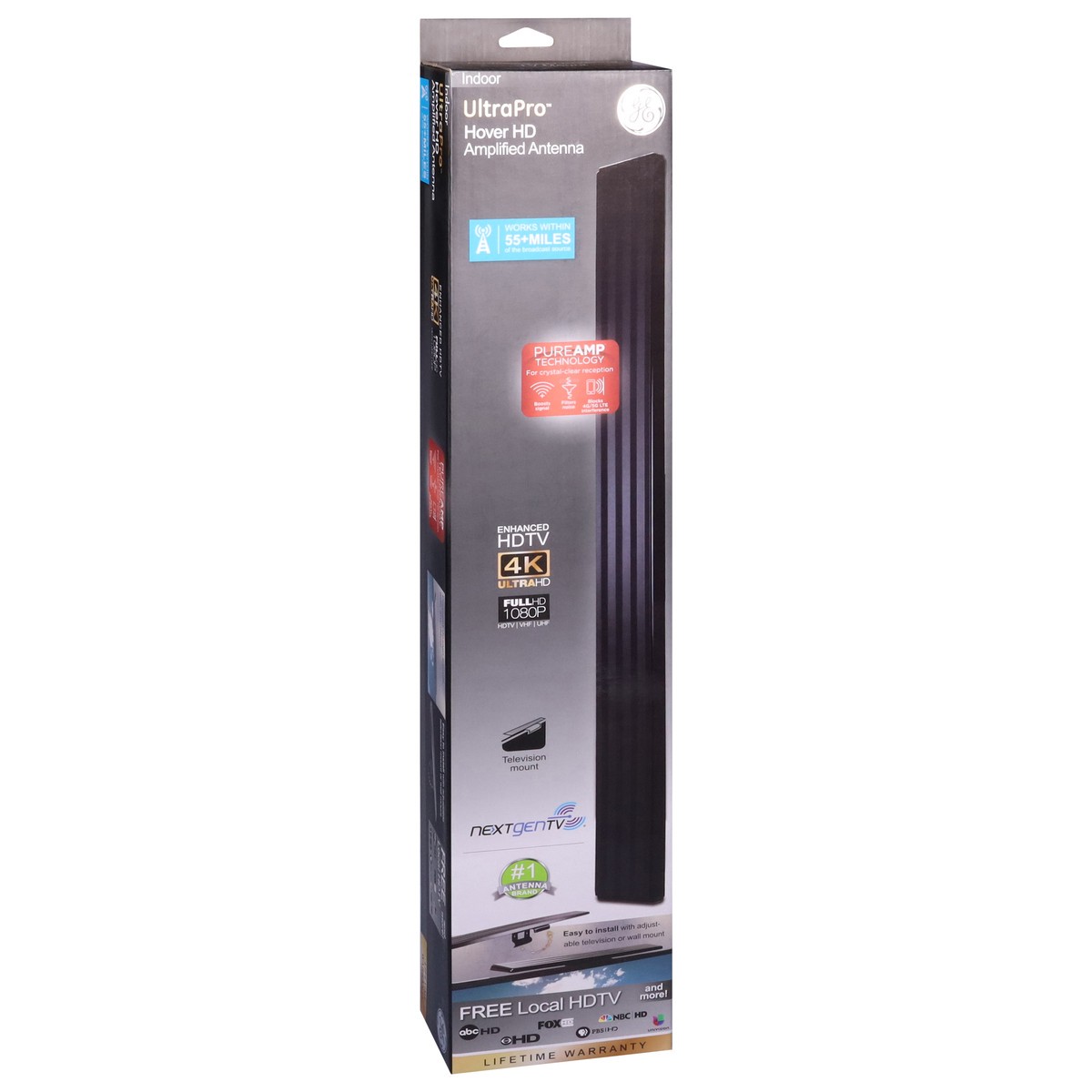 slide 4 of 9, GE Ultra Pro Amplified Hover HD Indoor Antenna 1 ea, 1 ct