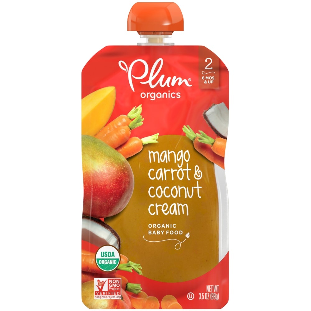 slide 1 of 6, Plum Organics Mango Carrot Coconut Cream Baby Food, 3.5 oz