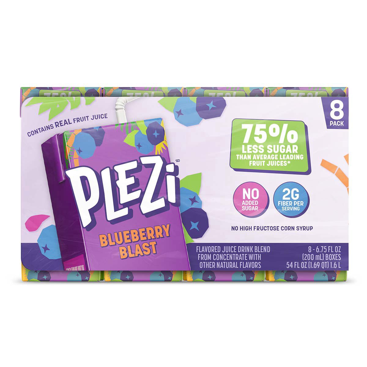 slide 1 of 1, PLEZi Blueberry Blast Flavored Juice Drink - 8pk/6.75 fl oz Boxes, 8 ct; 6.75 fl oz