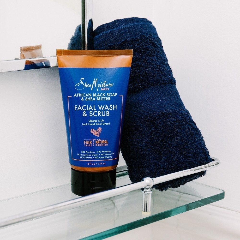 slide 2 of 5, SheaMoisture Shave African Black Soap Facial Wash & Scrub, 4 oz