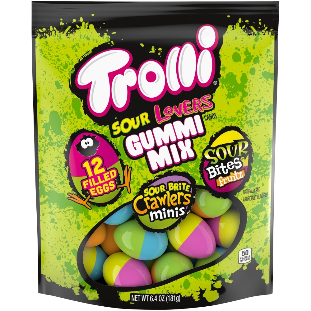 slide 1 of 1, Trolli Sour Lovers Gummi Mix Filled Eggs Easter Candy, 6.4 oz