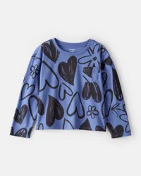 Carter&#x27;s Girls Heart Pocket Tee - Blue Blue XS