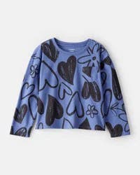 Carter's Girls Heart Pocket Tee - Blue Blue XS