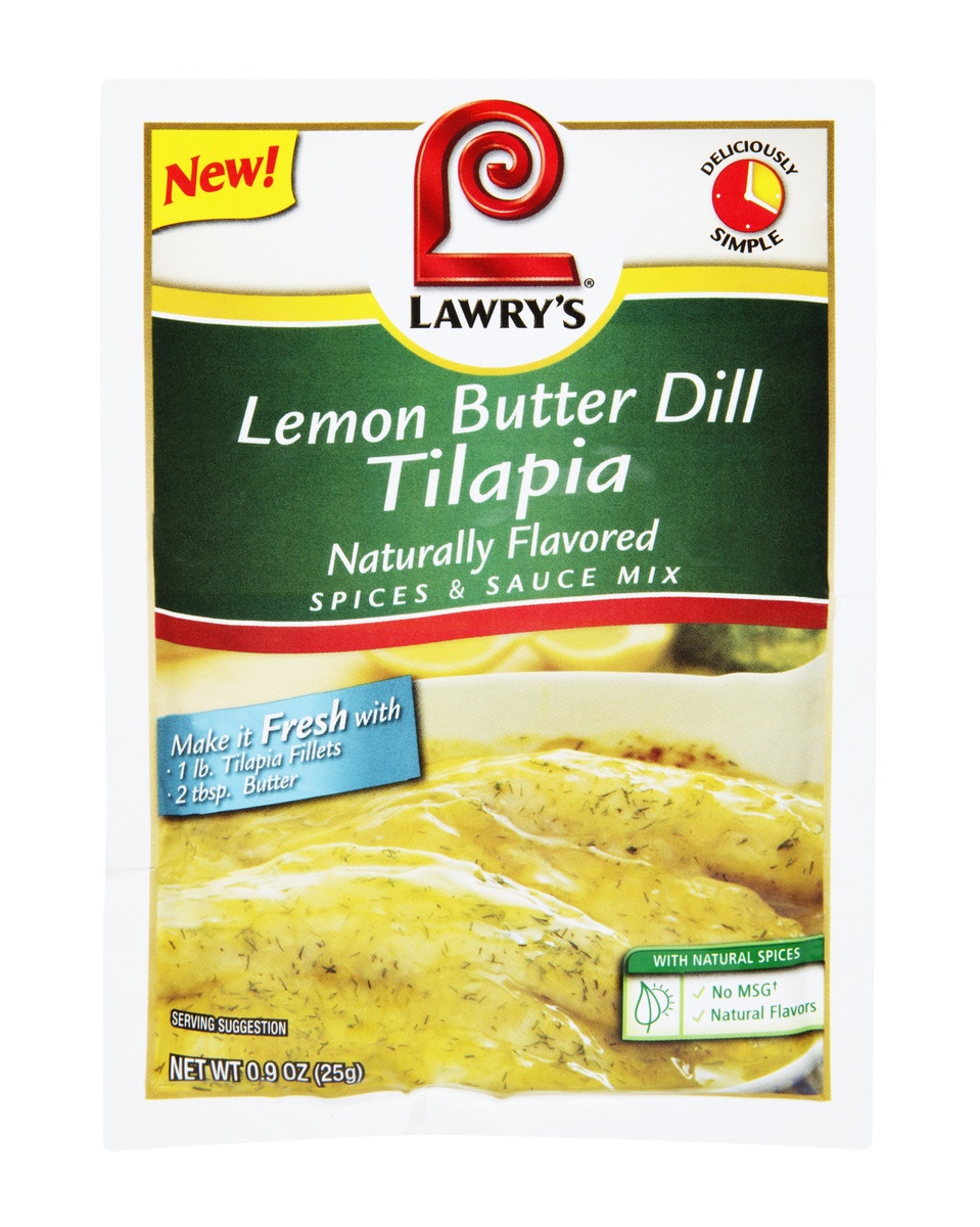 slide 1 of 1, Lawry's Lemon Butter Dill Tilapia Spices & Sauce Mix, 0.9 oz