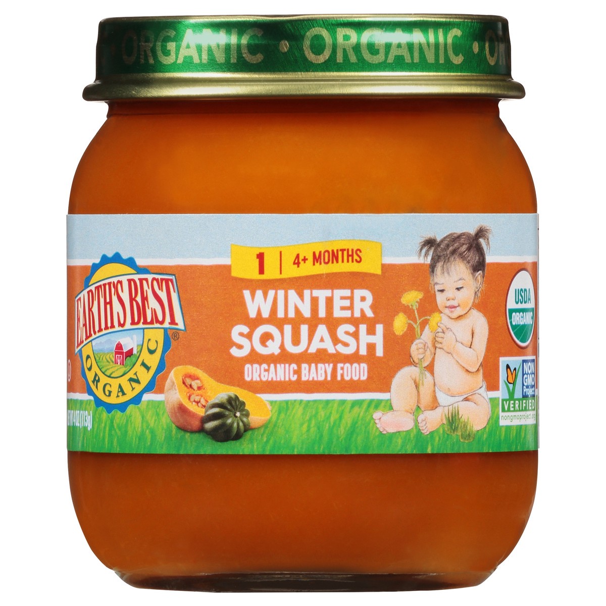 slide 4 of 14, Earth's Best 1 (4+ Months) Winter Squash Baby Food 4 oz, 4 oz