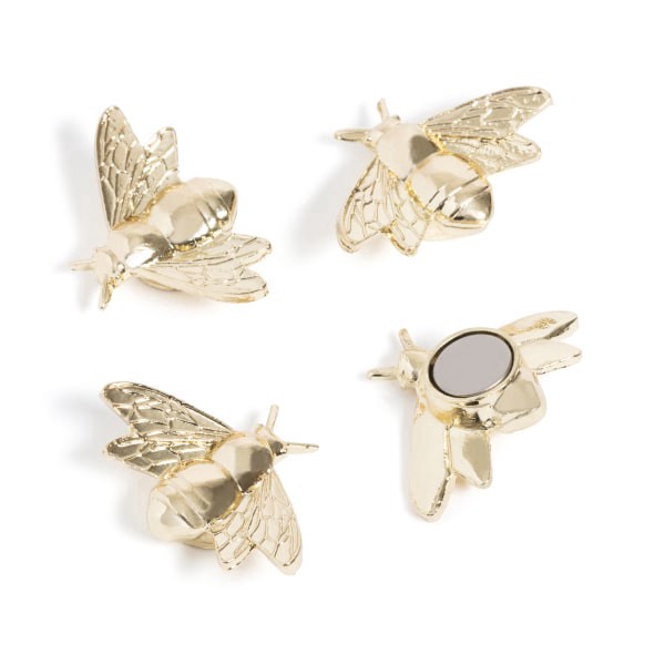 slide 4 of 4, U Brands® Bee Locker Magnets, 1-7/16""H x 7/16""W x 15/16""D, Gold, Set Of 4 Magnets, 1 ct