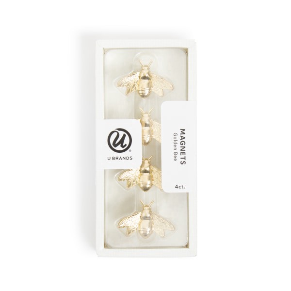 slide 3 of 4, U Brands® Bee Locker Magnets, 1-7/16""H x 7/16""W x 15/16""D, Gold, Set Of 4 Magnets, 1 ct