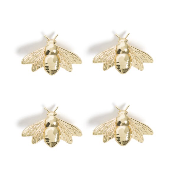 slide 1 of 4, U Brands® Bee Locker Magnets, 1-7/16""H x 7/16""W x 15/16""D, Gold, Set Of 4 Magnets, 1 ct