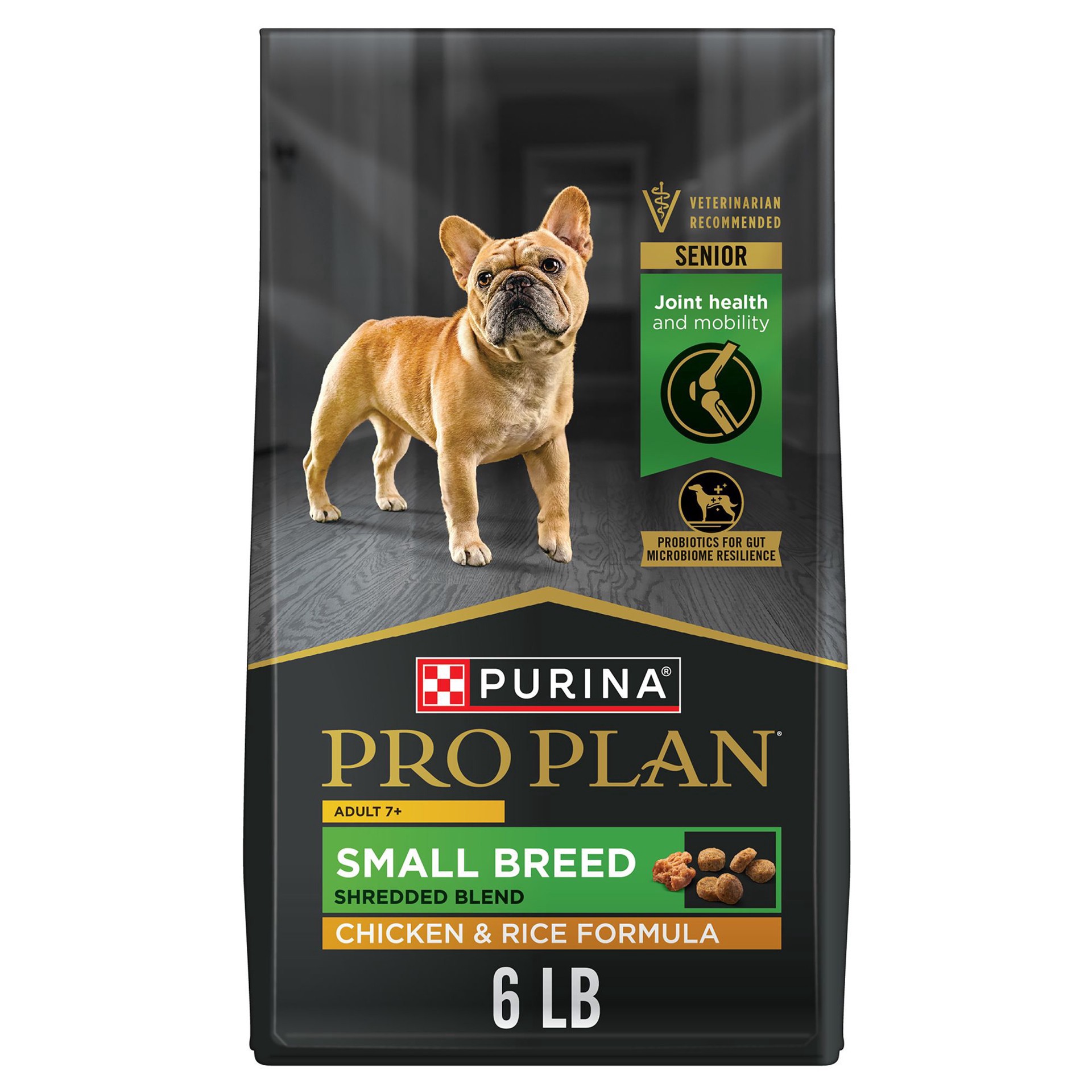 slide 1 of 1, Purina Pro Plan Small Breed 7 Plus Shredded Blend Chicken and Rice Formula Senior Dog Food, 6 lb