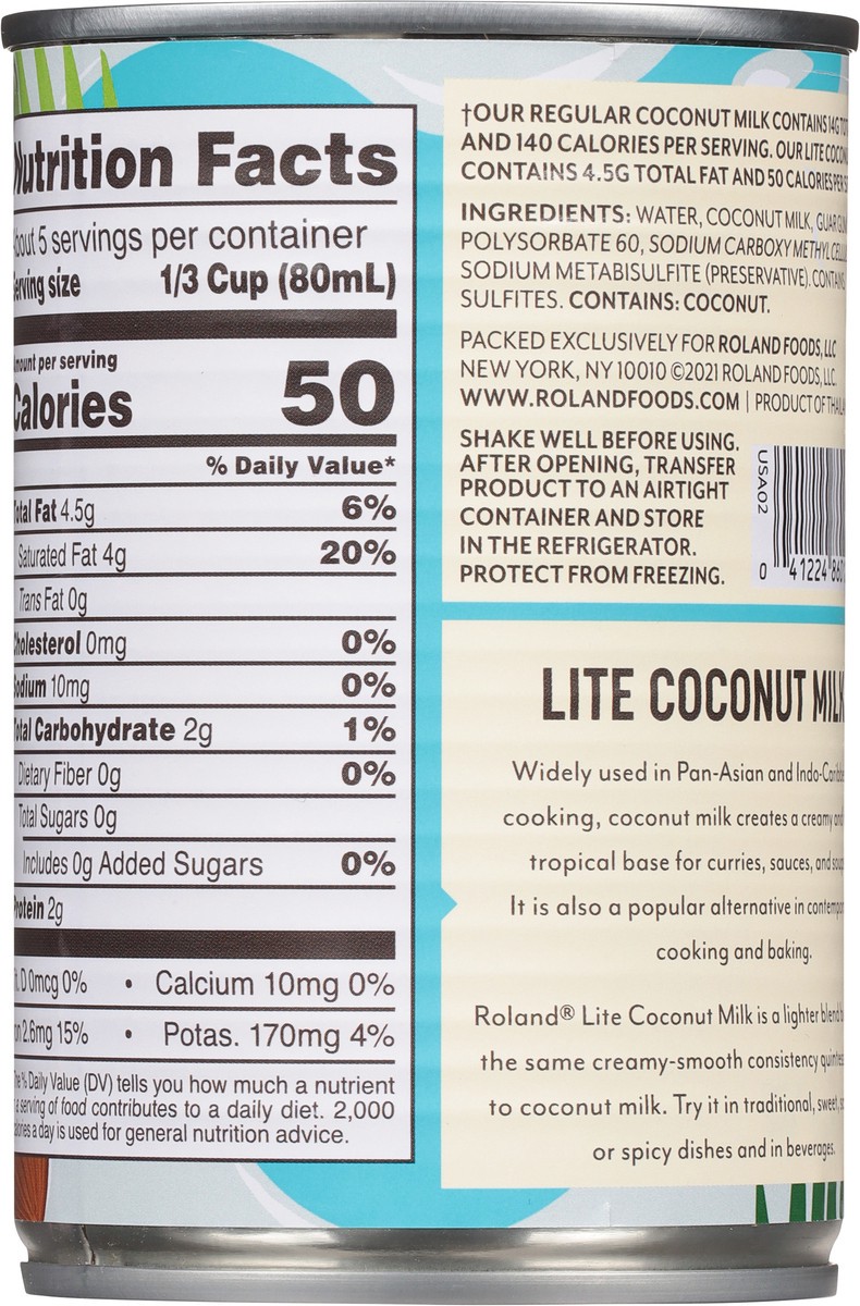 slide 5 of 9, Roland Lite Coconut Milk, 14 oz