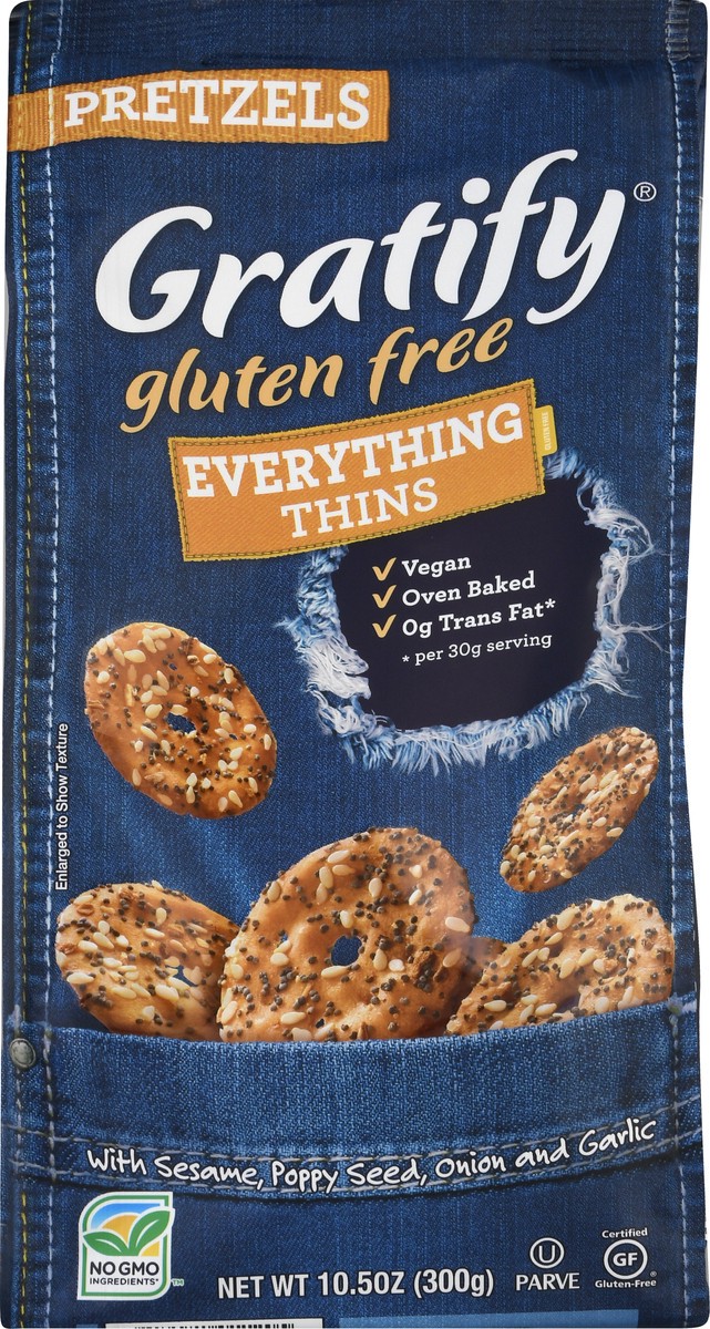 slide 13 of 13, Gratify Gluten Free Everything Thins Pretzels 10.5 oz, 10.5 oz