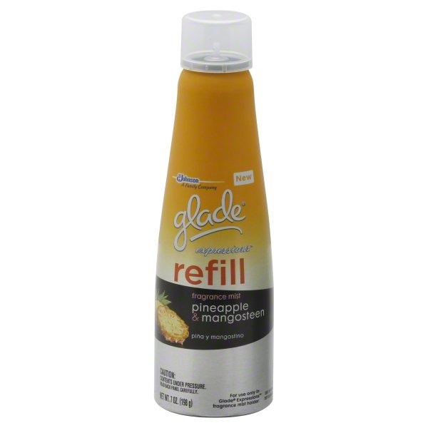 slide 1 of 1, Glade Expressions Pineapple & Mangosteen Fragrance Mist Refill, 7 oz