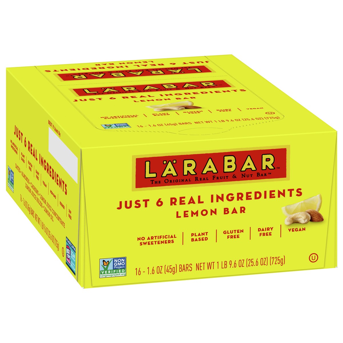 slide 2 of 9, LÄRABAR Lemon Bar, Gluten Free Vegan Fruit & Nut Bar, 1.6 oz Bars, 16 Ct, 16 ct