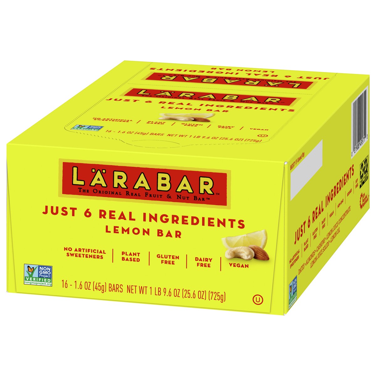 slide 3 of 9, LÄRABAR Lemon Bar, Gluten Free Vegan Fruit & Nut Bar, 1.6 oz Bars, 16 Ct, 16 ct