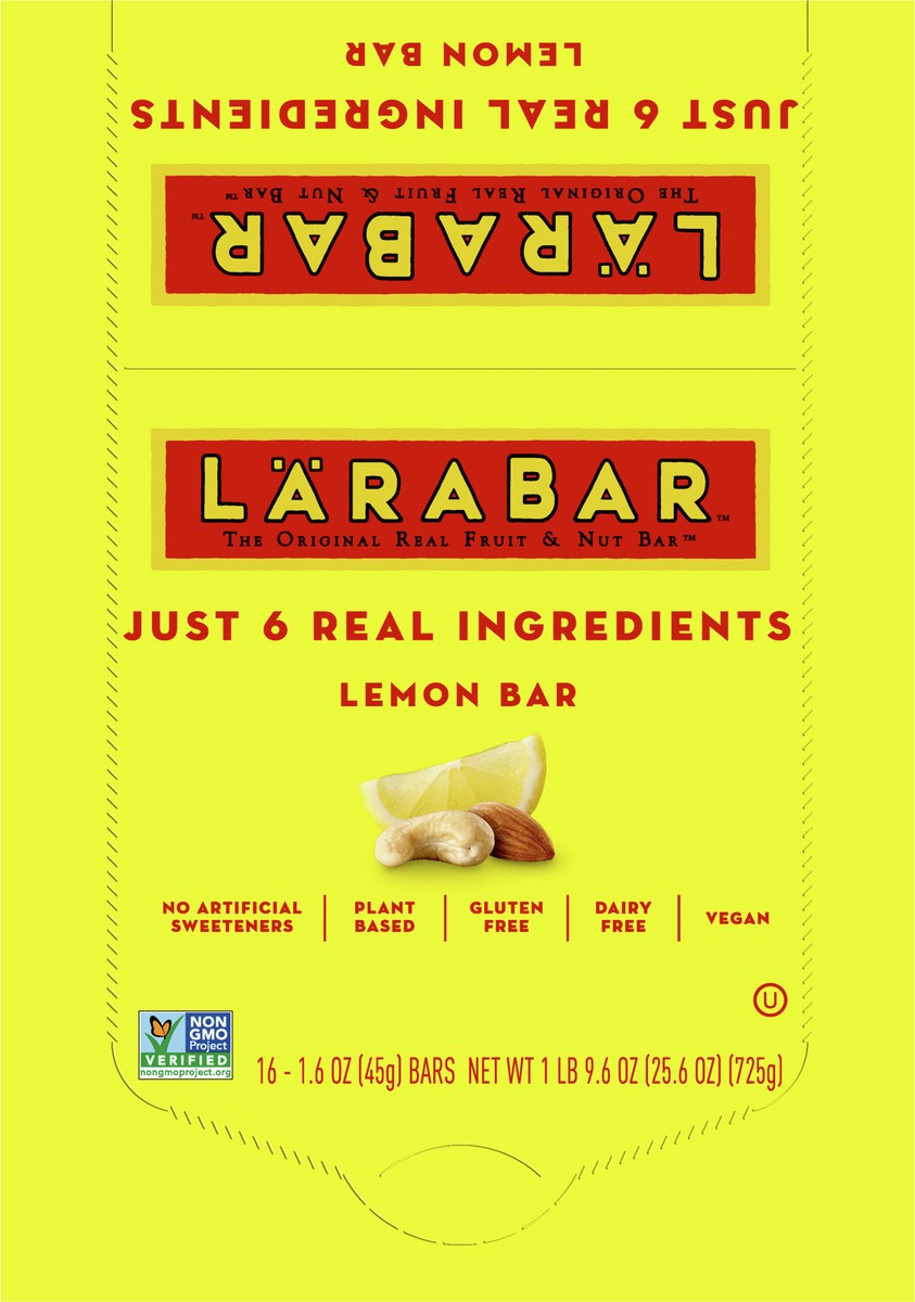 slide 9 of 9, LÄRABAR Lemon Bar, Gluten Free Vegan Fruit & Nut Bar, 1.6 oz Bars, 16 Ct, 16 ct