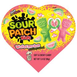 SOUR PATCH KIDS Watermelon Soft & Chewy Valentines Day Candy, 3.4 oz Heart Shaped Box